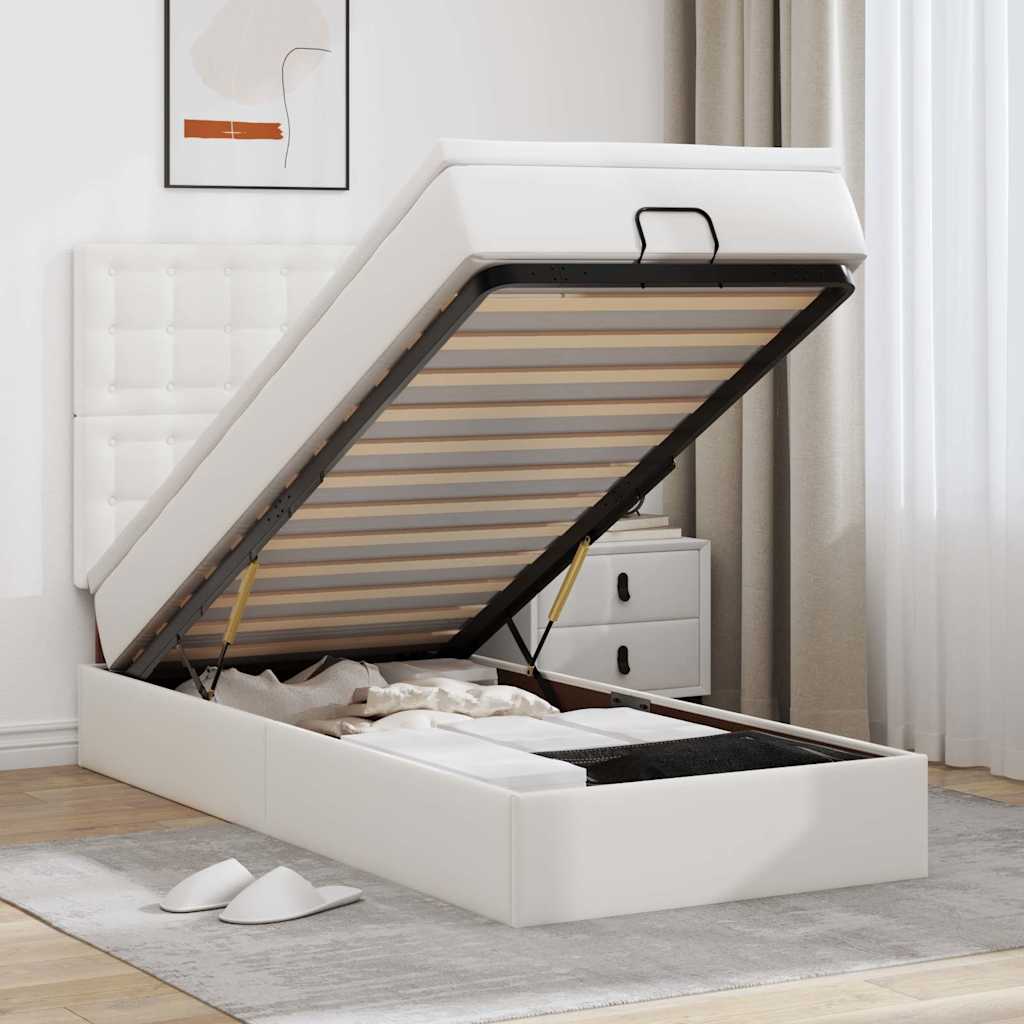 vidaXL Ottoman-Bett mit Matratze & LEDs Schwarz 80x200 cm Kunstleder