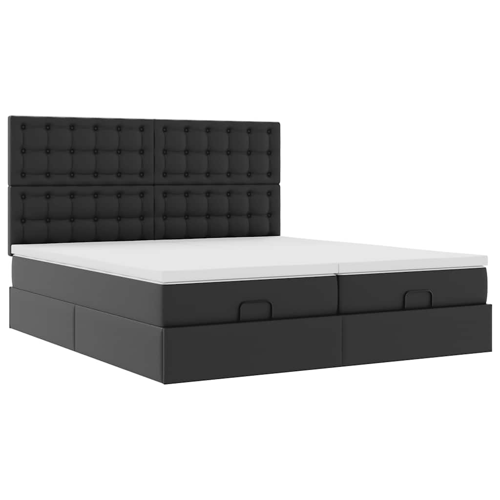vidaXL Ottoman-Bett mit Matratzen & LEDs Schwarz 160x200 cm Kunstleder
