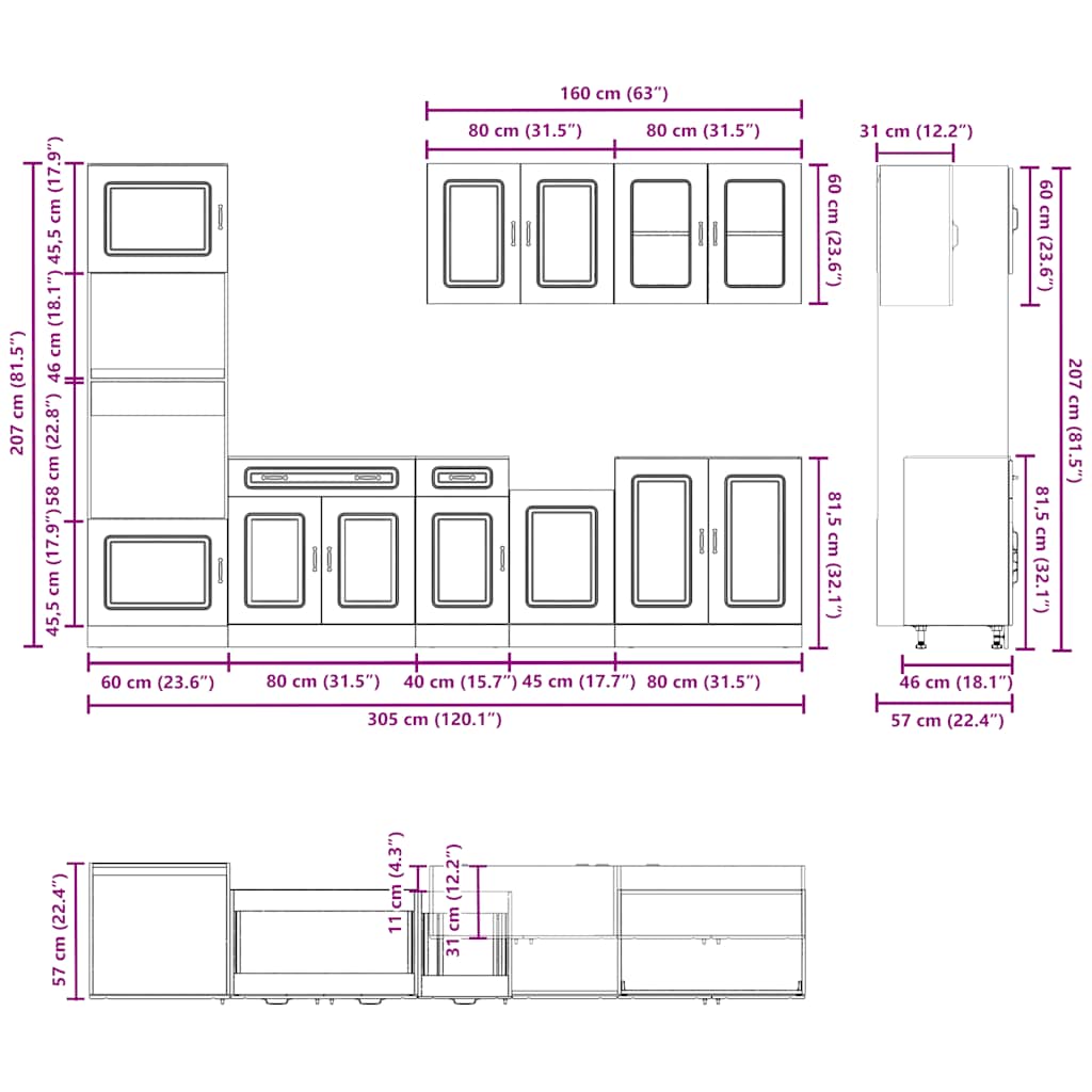 vidaXL 7-tlg. Küchenschrank-Set Kalmar Weiß Holzwerkstoff