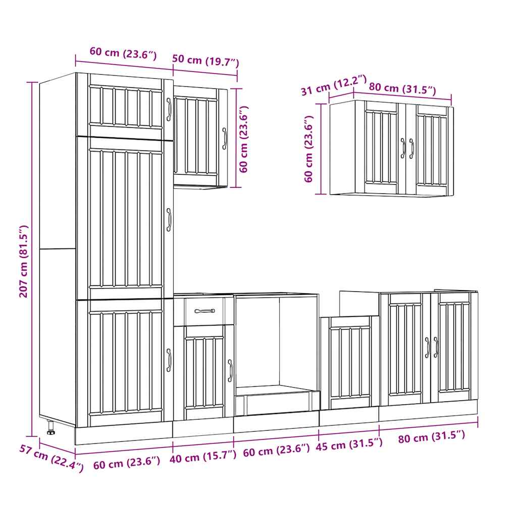 vidaXL 7-tlg. Küchenschrank-Set Lucca Weiß Holzwerkstoff