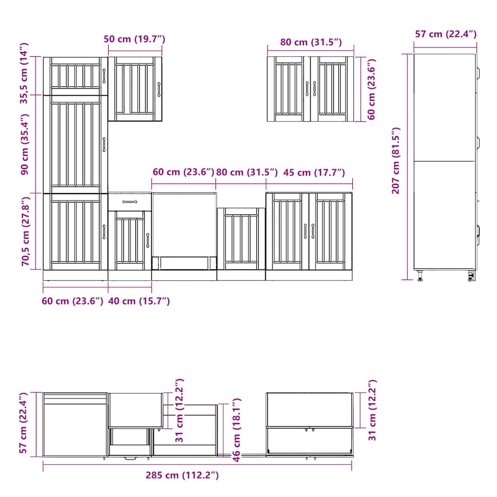 vidaXL 7-tlg. Küchenschrank-Set Lucca Weiß Holzwerkstoff