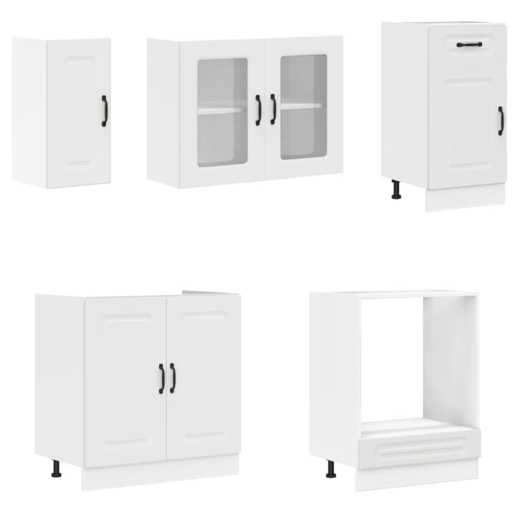 vidaXL 8-tlg. Küchenschrank-Set Kalmar Weiß Holzwerkstoff