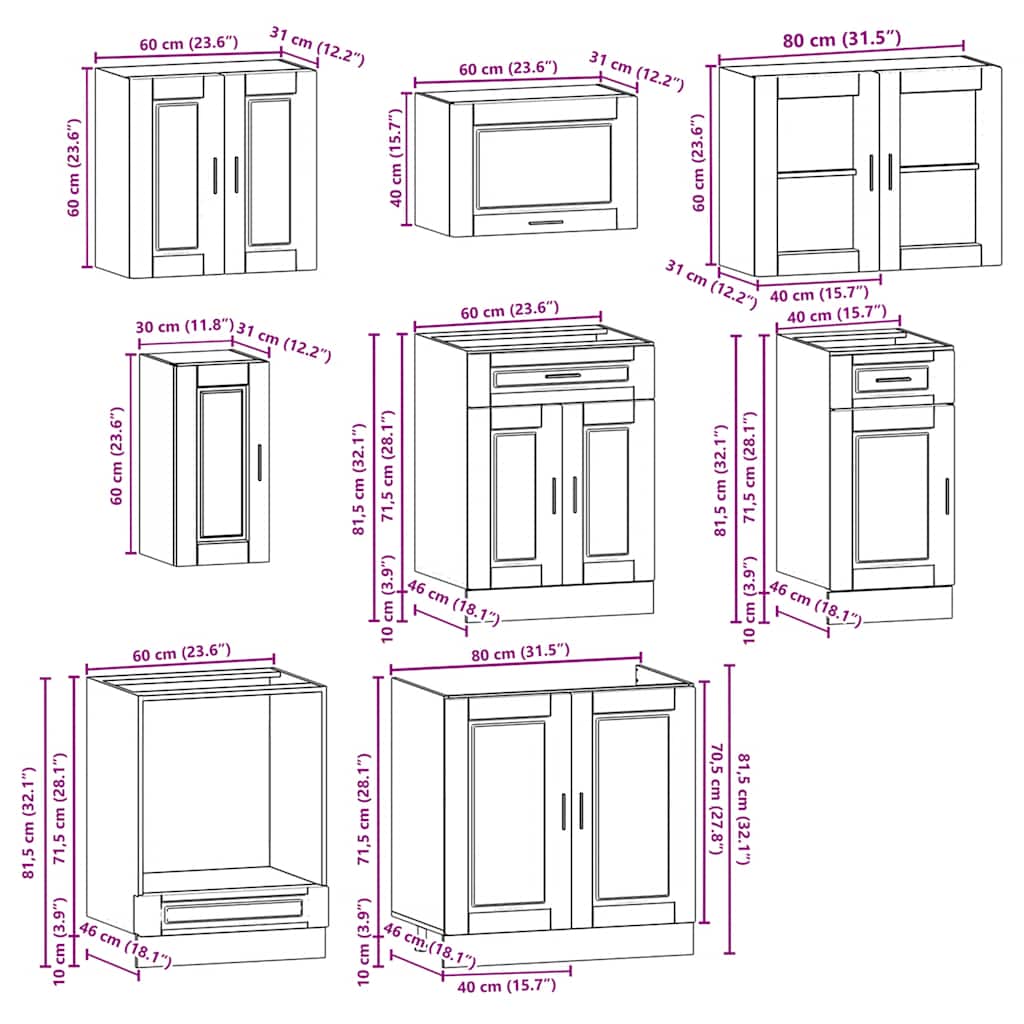 vidaXL 8-tlg. Küchenschrank-Set Porto Weiß Holzwerkstoff