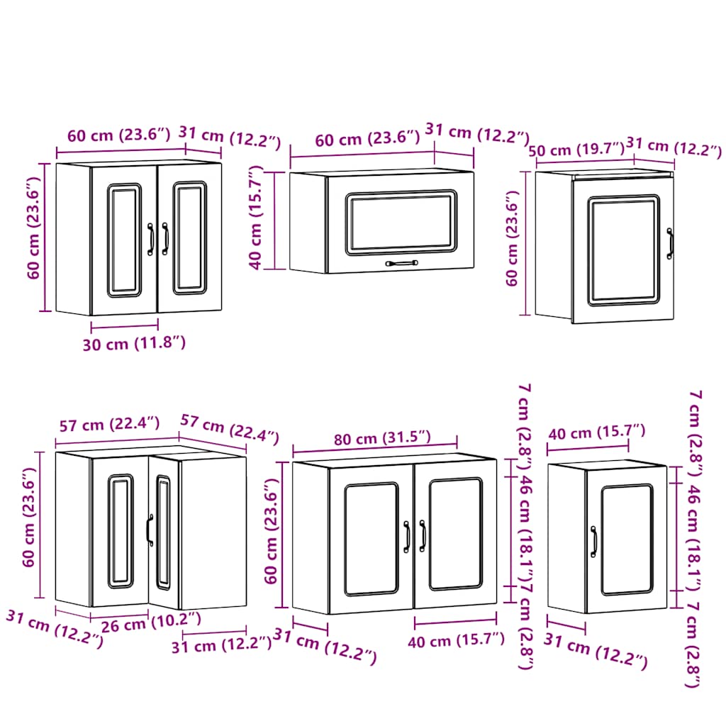 vidaXL 11-tlg. Küchenschrank-Set Kalmar Weiß Holzwerkstoff