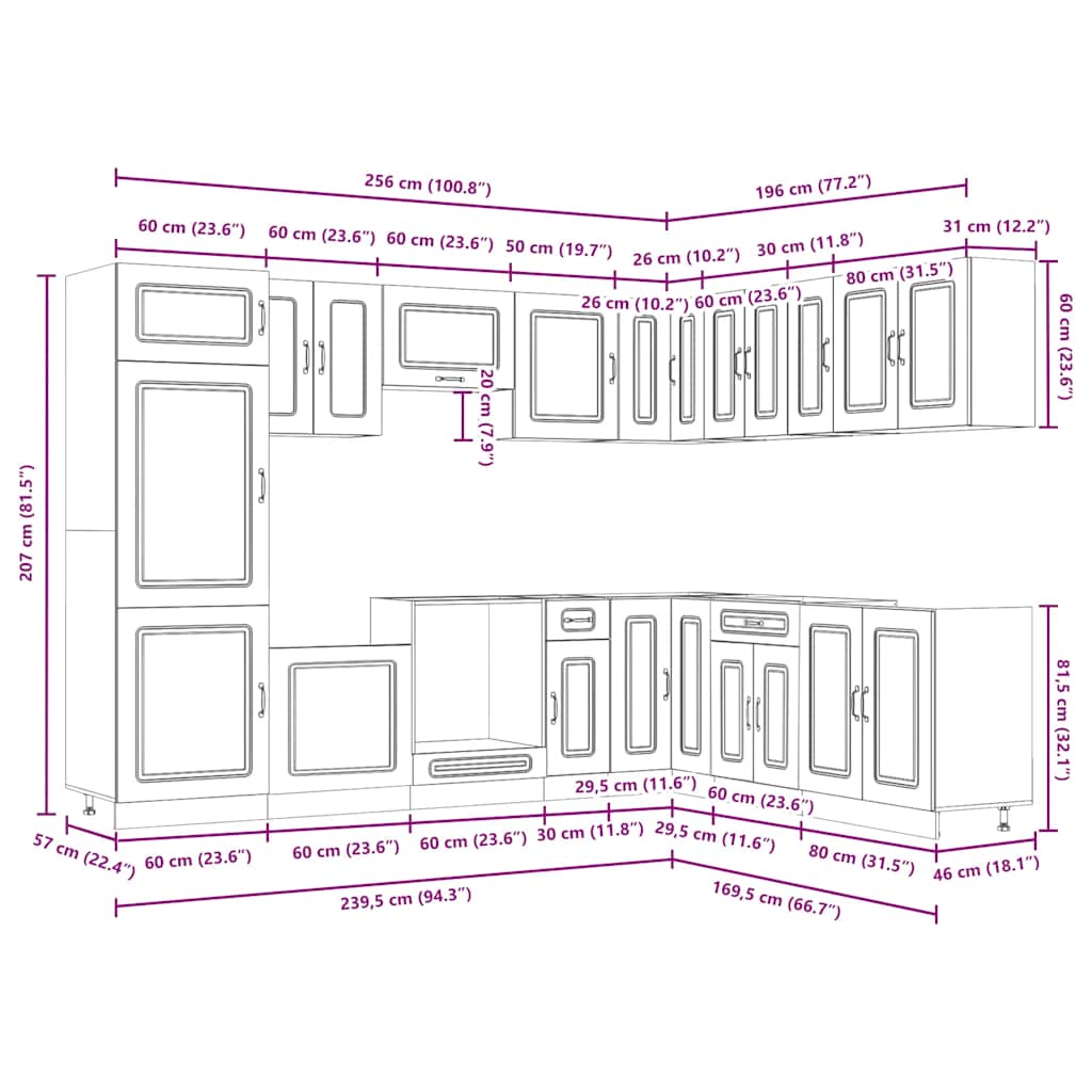 vidaXL 14-tlg. Küchenschrank-Set Kalmar Weiß Holzwerkstoff