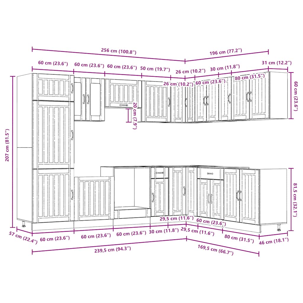 vidaXL 14-tlg. Küchenschrank-Set Lucca Weiß Holzwerkstoff
