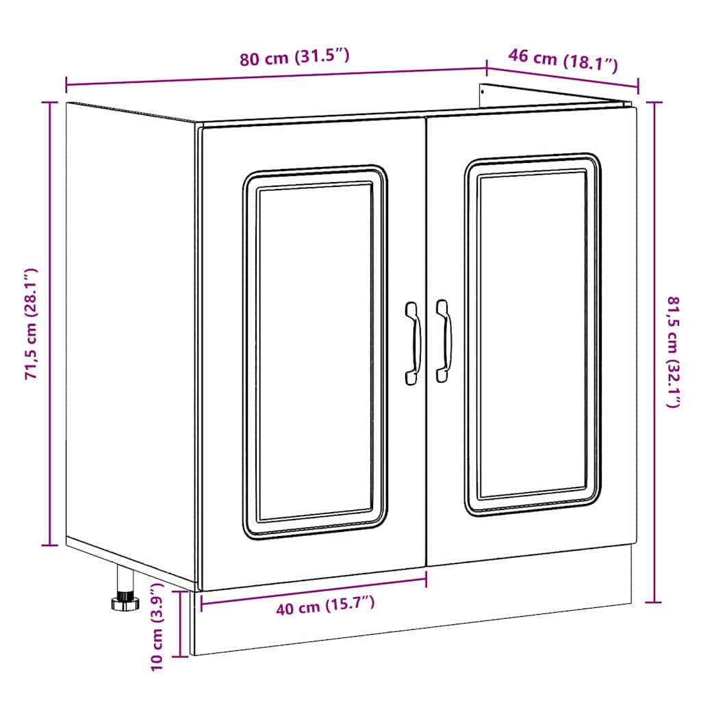 vidaXL Küchenschrank Kalmar Beton Grau 80 x 46 x 81.5 cm Holzwerkstoff