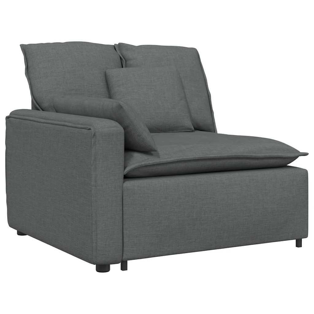 vidaXL Modulares Sofa mit Fußhocker und Kissen Dunkelgrau