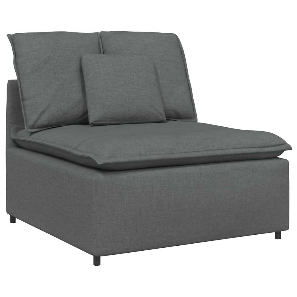 vidaXL Modulares Sofa mit Fußhocker und Kissen Dunkelgrau