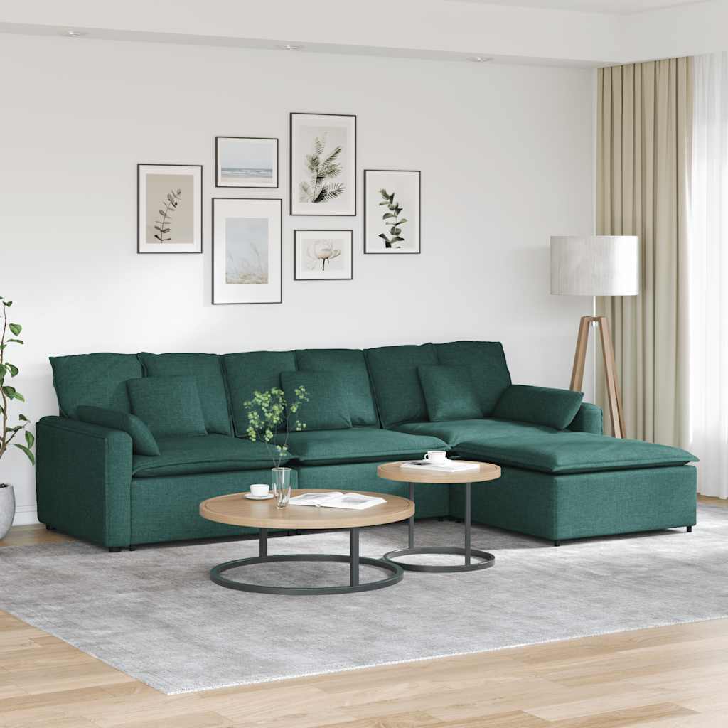 vidaXL Modulares Sofa mit Fußhocker und Kissen Dunkelgrau