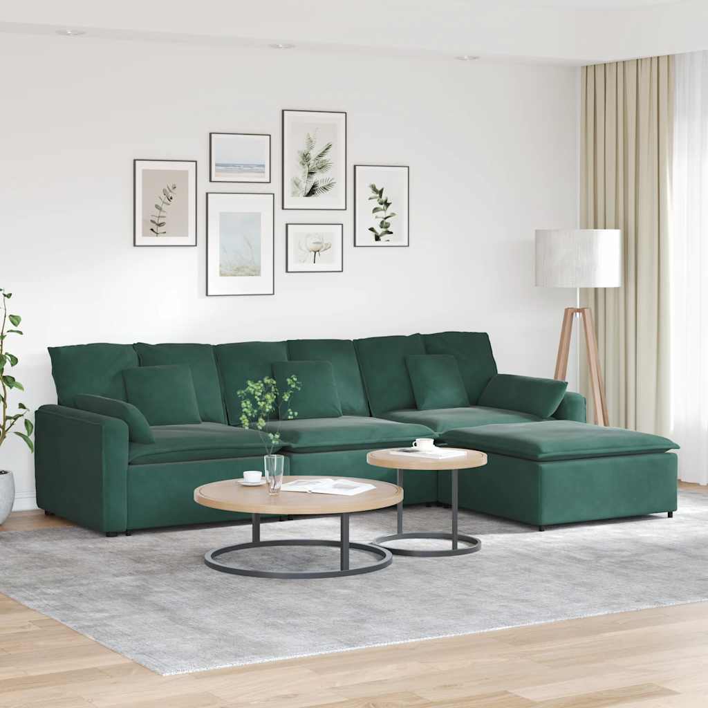 vidaXL Modulares Sofa mit Fußhocker und Kissen Hellgrau