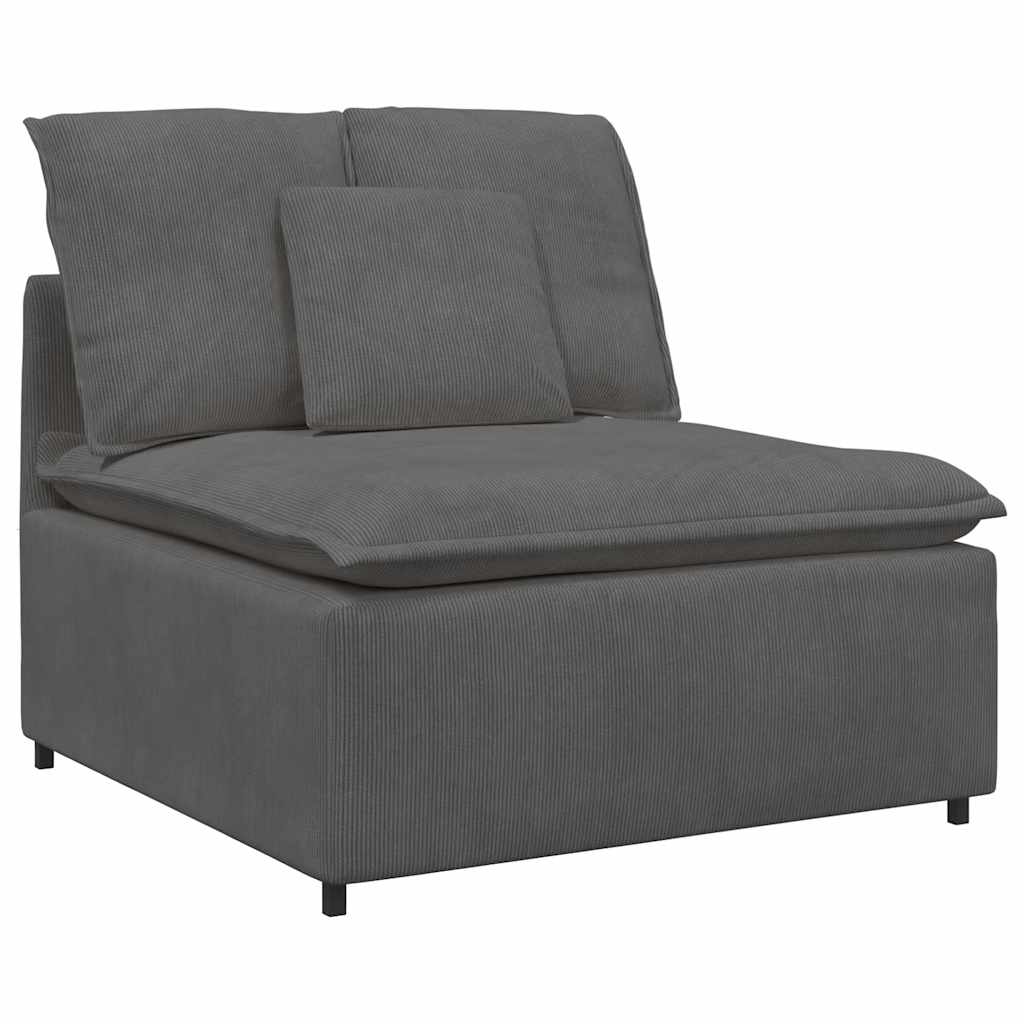 vidaXL Modulares Sofa mit Fußhocker und Kissen Dunkelgrau