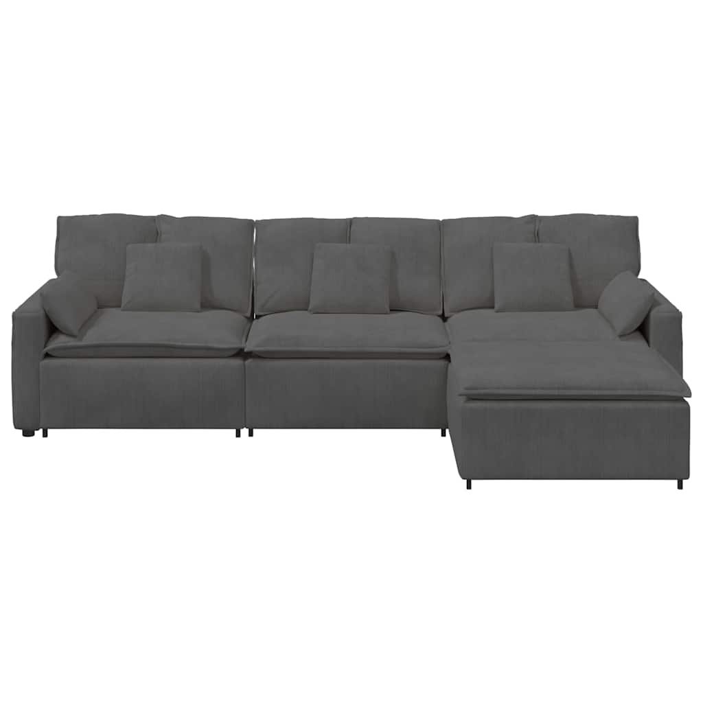 vidaXL Modulares Sofa mit Fußhocker und Kissen Dunkelgrau
