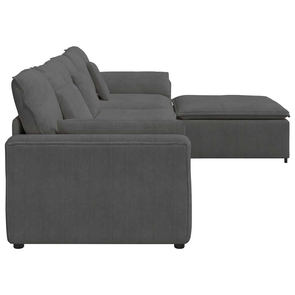 vidaXL Modulares Sofa mit Fußhocker und Kissen Dunkelgrau