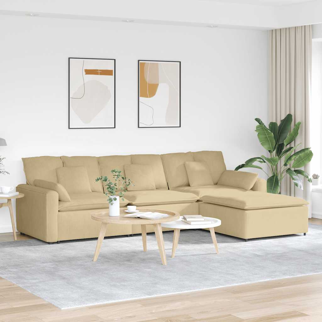 vidaXL Modulares Sofa mit Fußhocker und Kissen Dunkelgrau