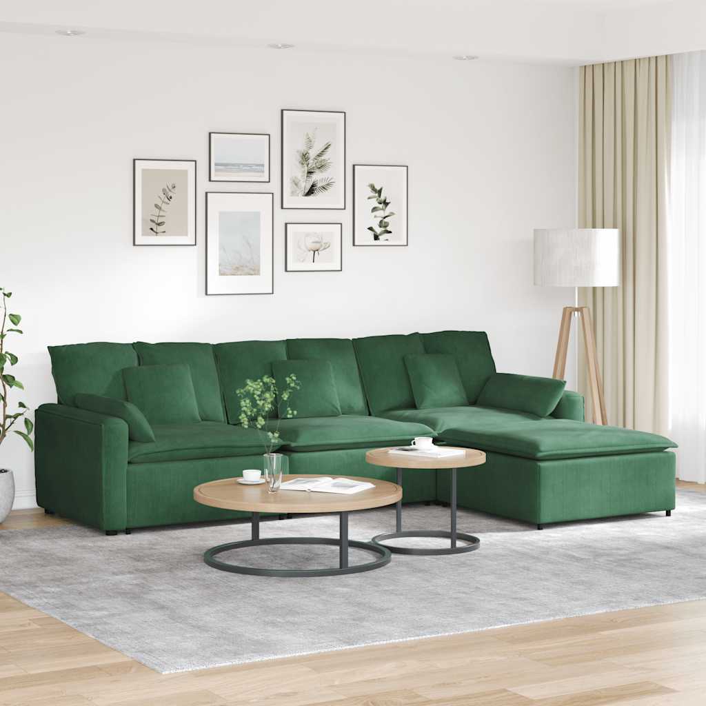 vidaXL Modulares Sofa mit Fußhocker und Kissen Dunkelgrau