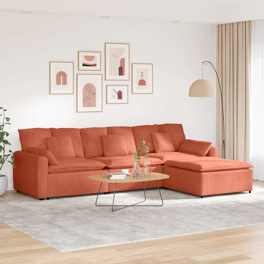 vidaXL Modulares Sofa mit Fußhocker und Kissen Dunkelgrau