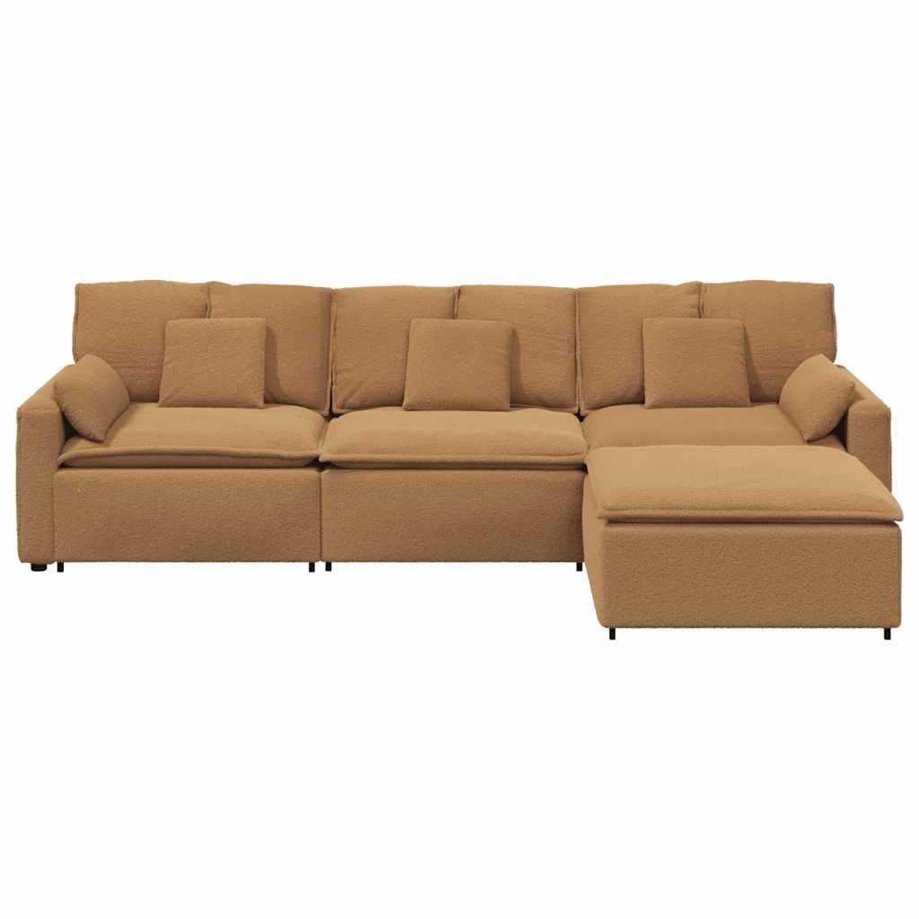 vidaXL Modulares Sofa mit Fußhocker und Kissen Beige