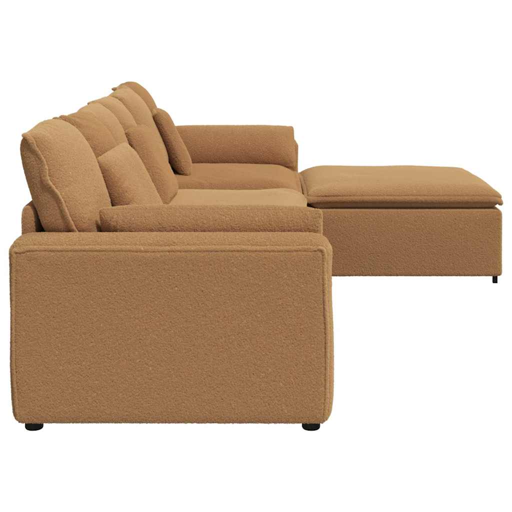 vidaXL Modulares Sofa mit Fußhocker und Kissen Beige