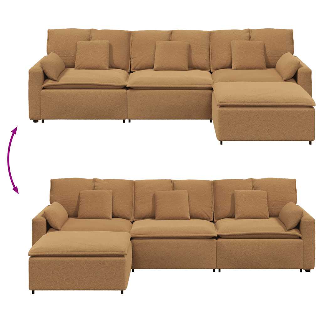 vidaXL Modulares Sofa mit Fußhocker und Kissen Beige
