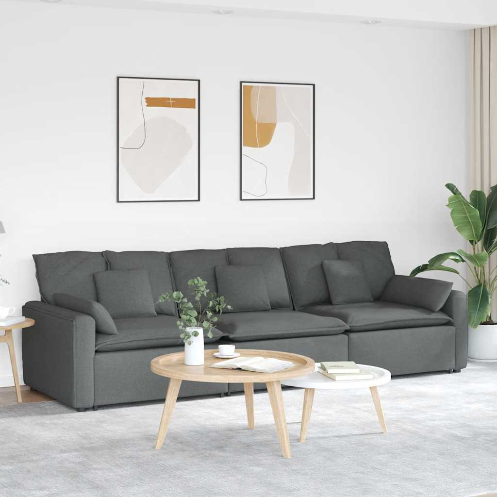 vidaXL Modulares Sofa mit Kissen Hellgrau