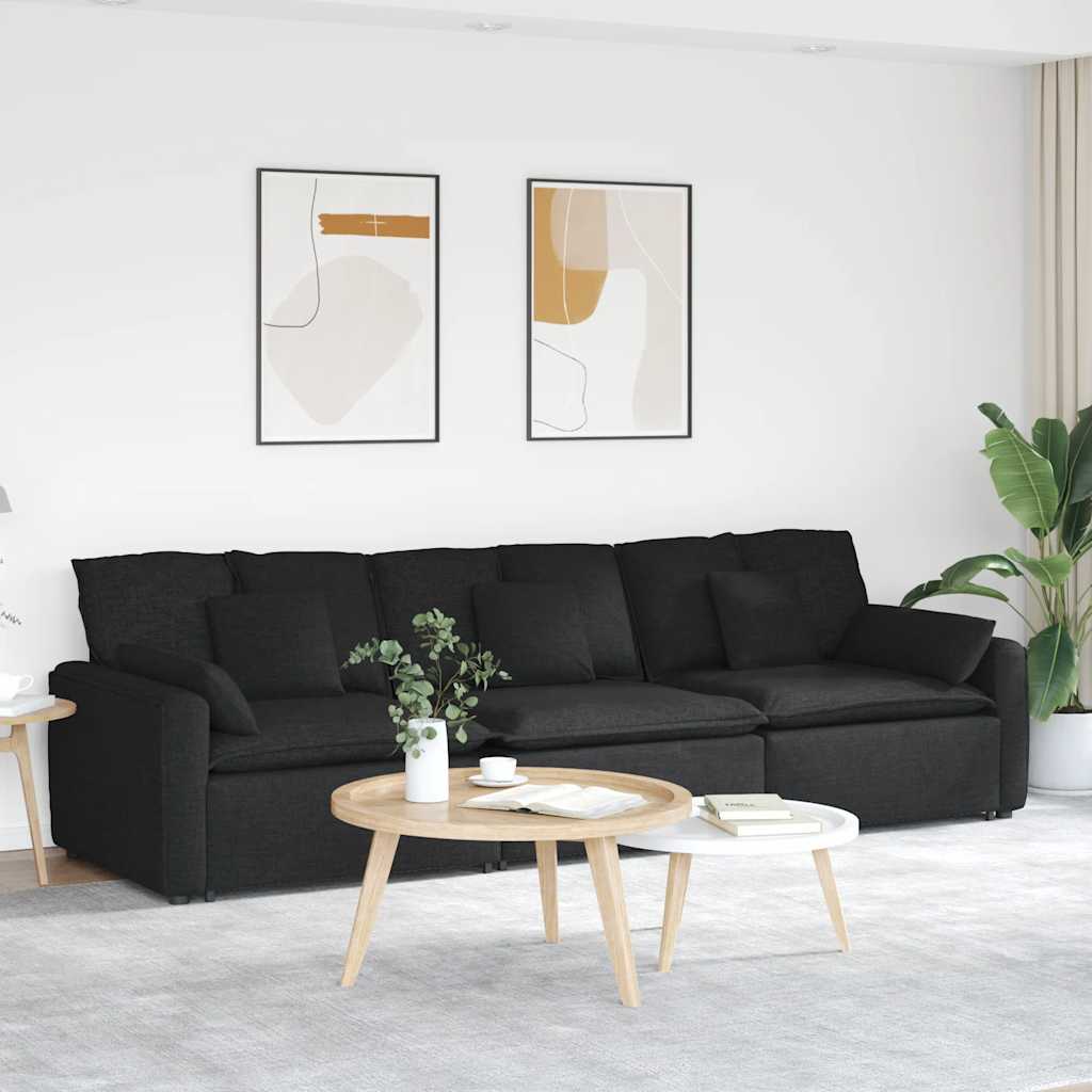 vidaXL Modulares Sofa mit Kissen Hellgrau