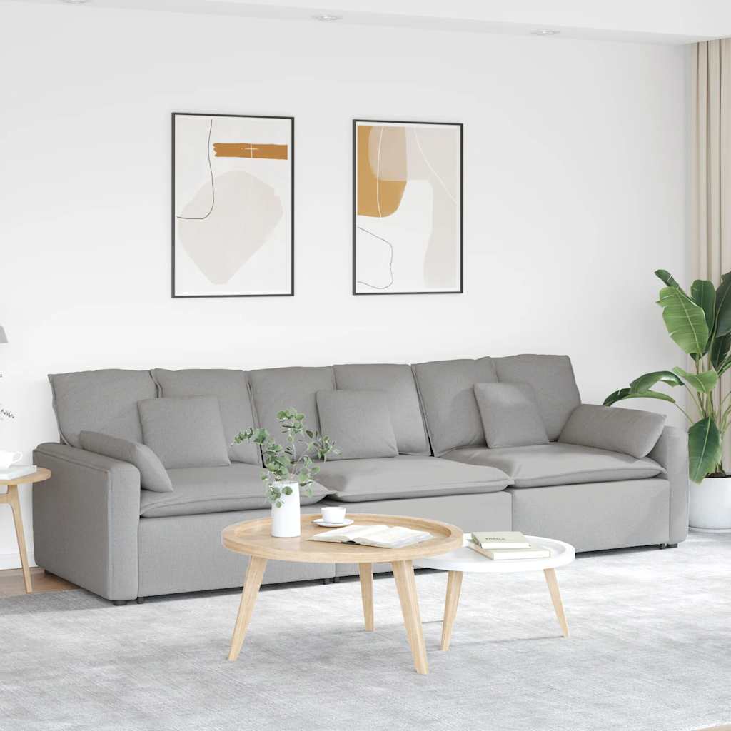 vidaXL Modulares Sofa mit Kissen Hellgrau