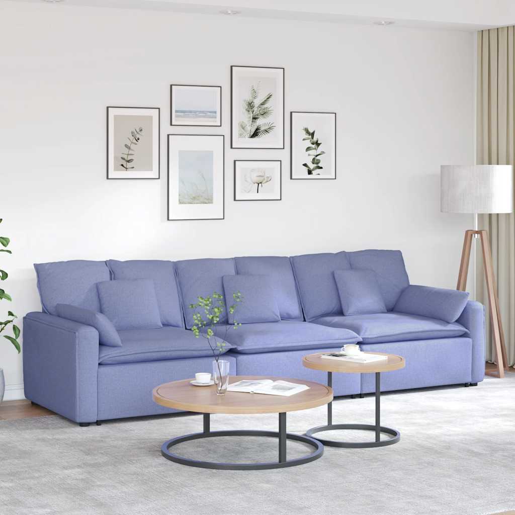 vidaXL Modulares Sofa mit Kissen Hellgrau