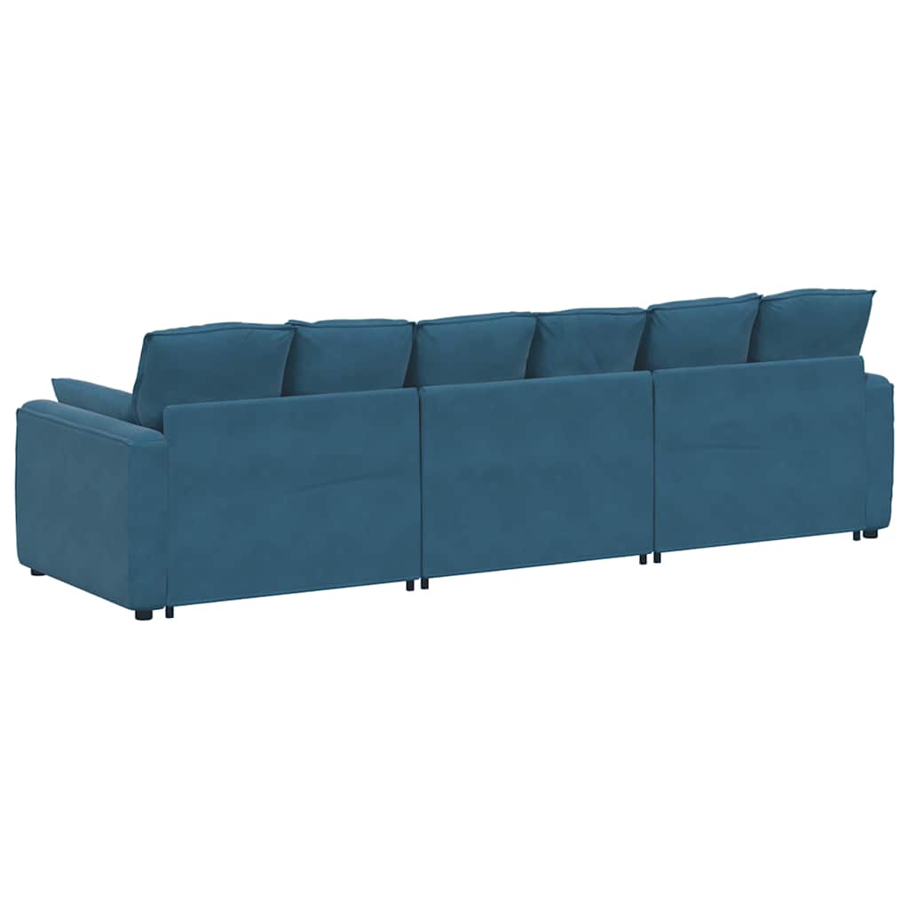 vidaXL Modulares Sofa mit Kissen Blau