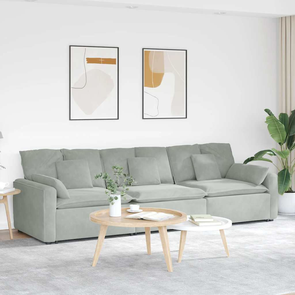 vidaXL Modulares Sofa mit Kissen Blau