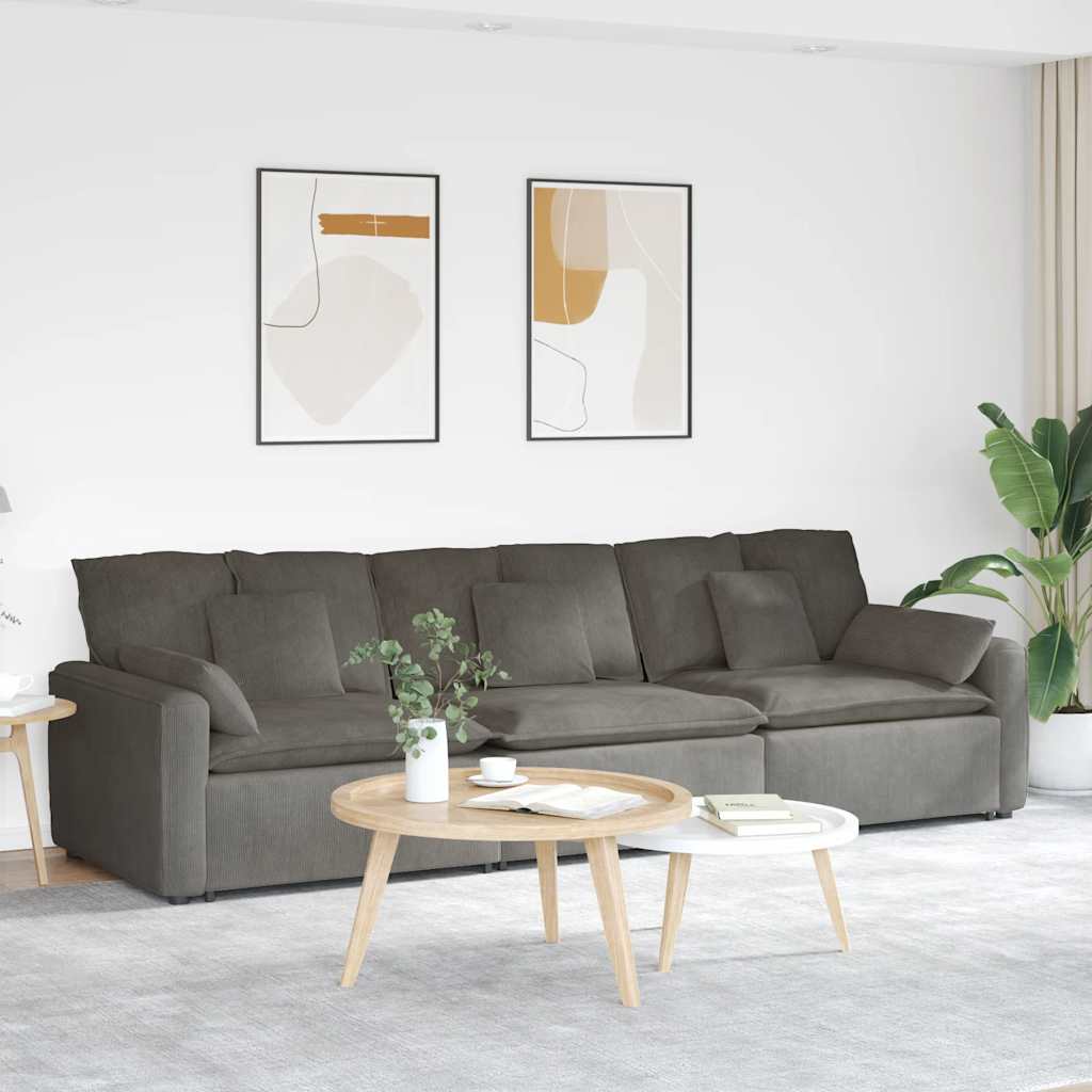 vidaXL Modulares Sofa mit Kissen Hellgrau
