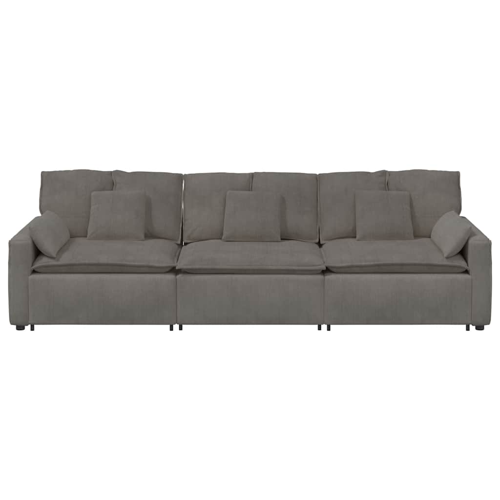 vidaXL Modulares Sofa mit Kissen Hellgrau