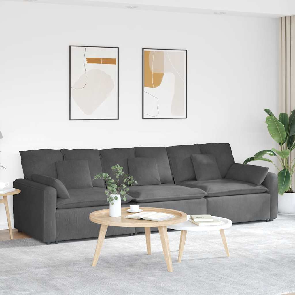 vidaXL Modulares Sofa mit Kissen Hellgrau