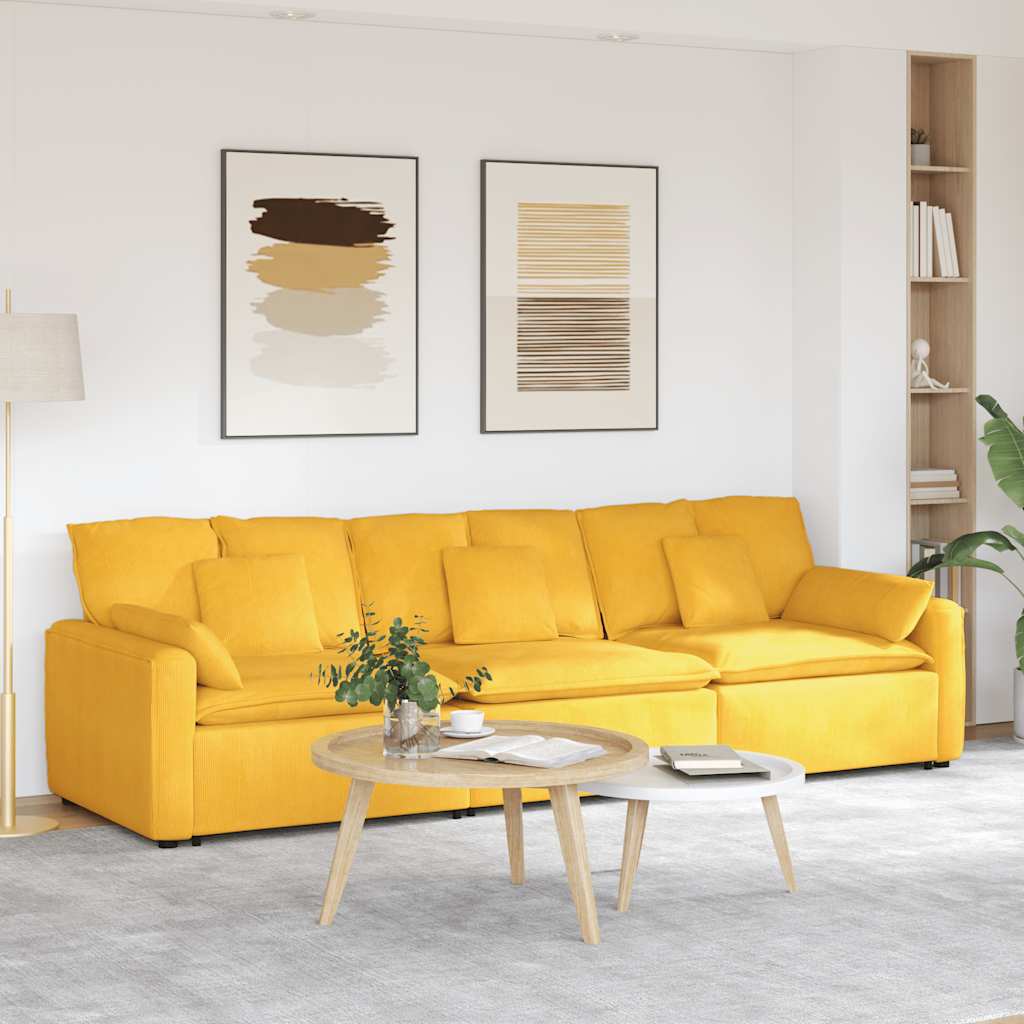 vidaXL Modulares Sofa mit Kissen Hellgrau