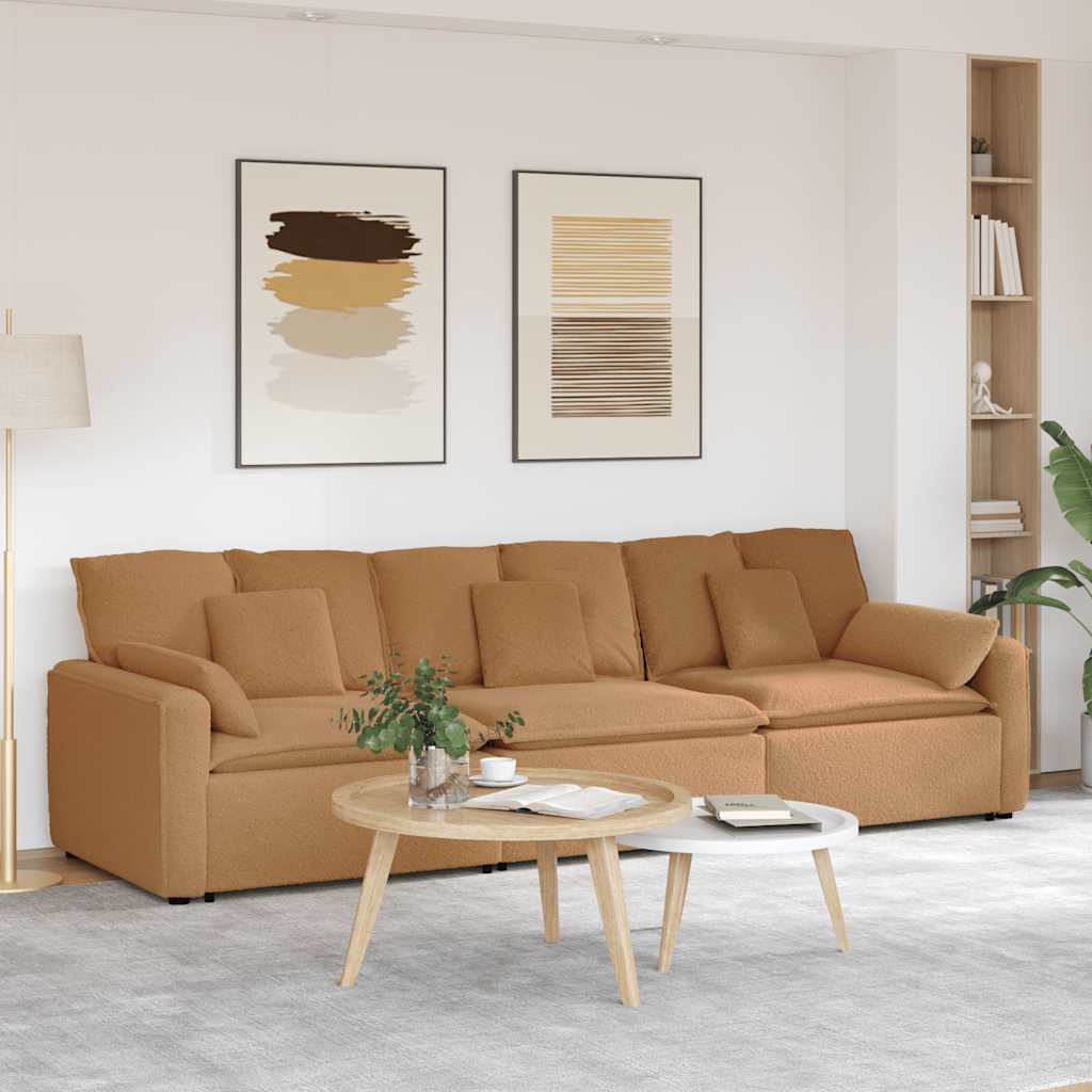 vidaXL Modulares Sofa mit Kissen Beige