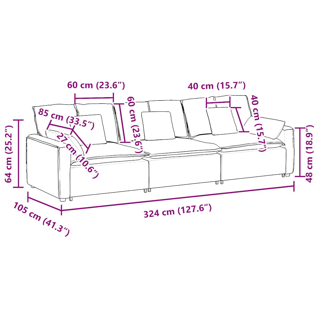 vidaXL Modulares Sofa mit Kissen Beige