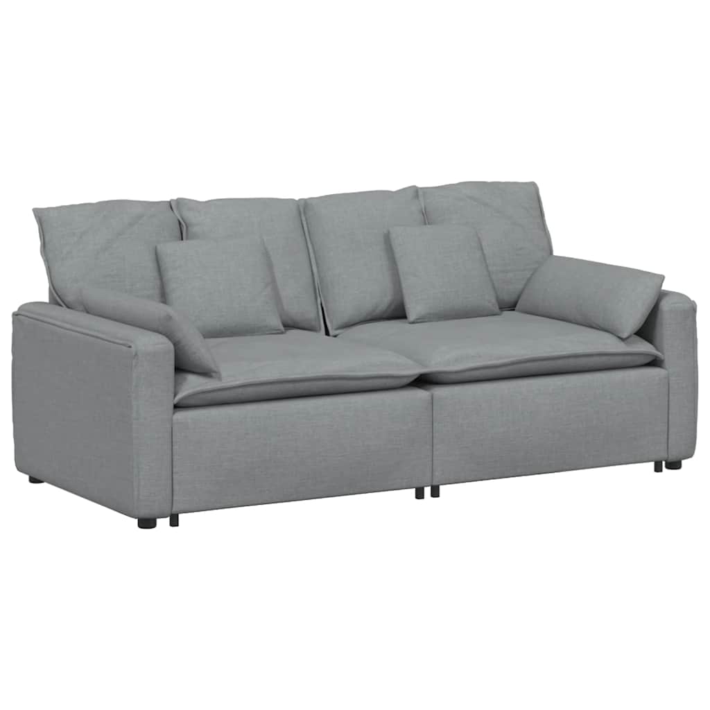 vidaXL Modulares Sofa mit Kissen Hellgrau