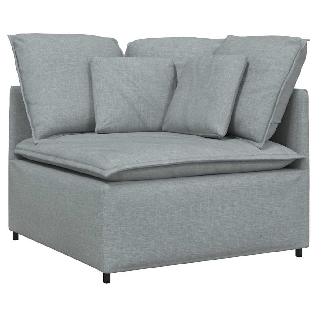 vidaXL Modulares Sofa mit Kissen Stoff Hellgrau