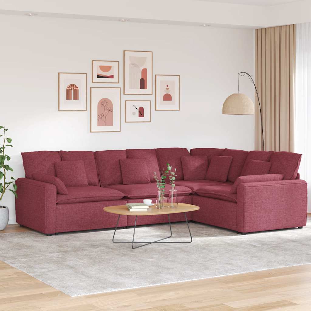 vidaXL Modulares Sofa mit Kissen Stoff Hellgrau