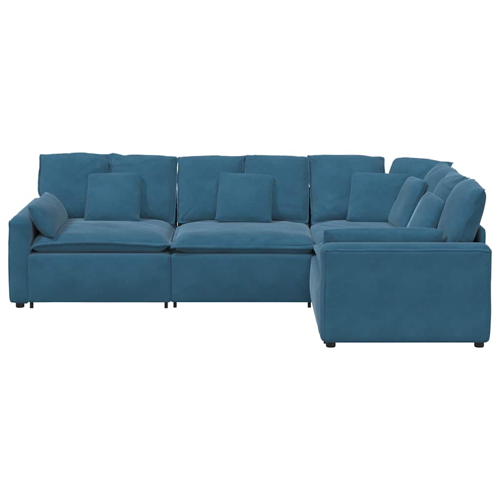 vidaXL Modulares Sofa mit Kissen Samt Blau