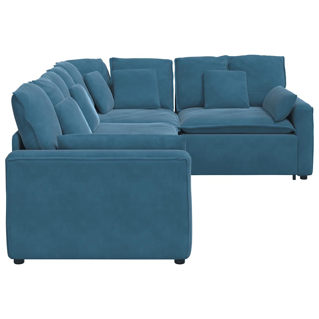 vidaXL Modulares Sofa mit Kissen Samt Blau