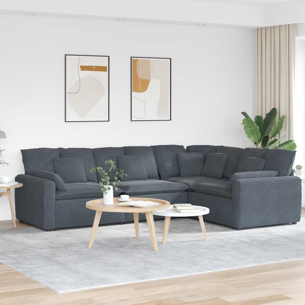 vidaXL Modulares Sofa mit Kissen Samt Blau