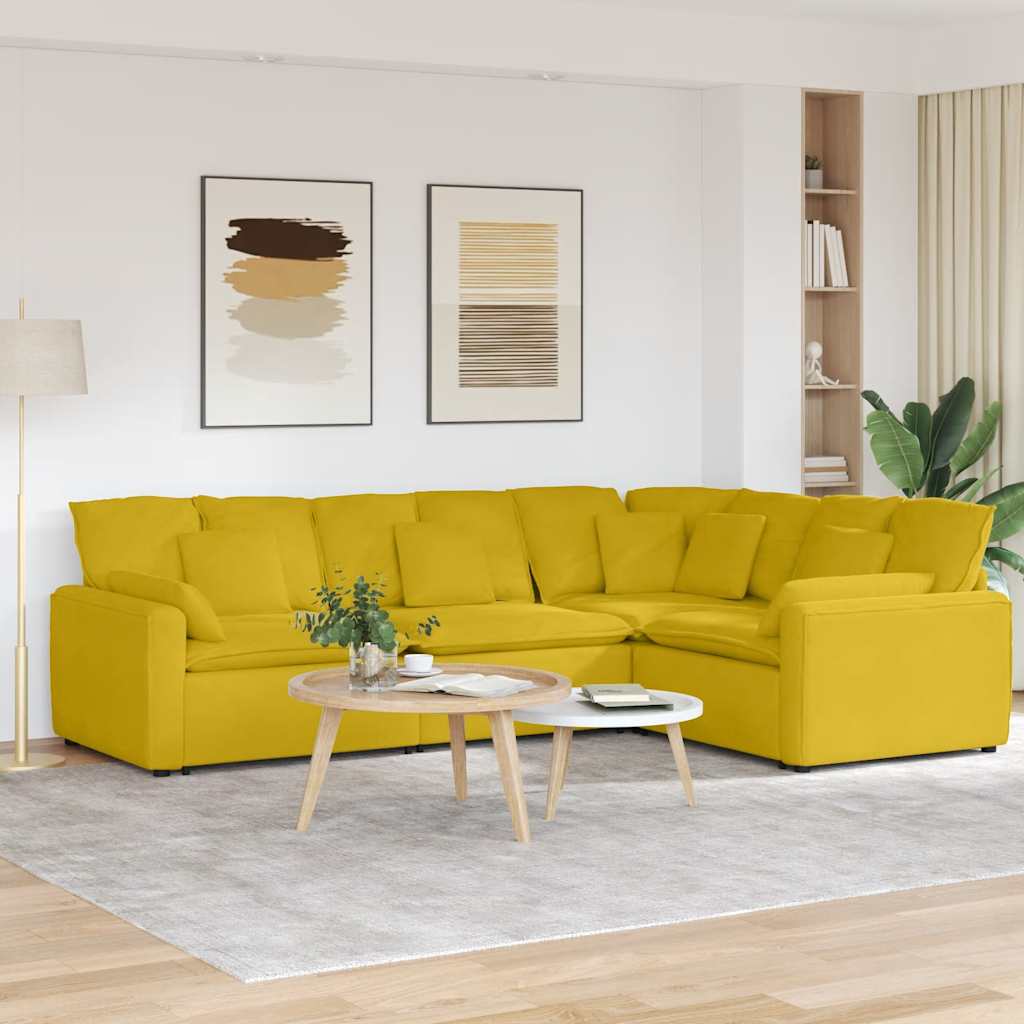 vidaXL Modulares Sofa mit Kissen Samt Blau