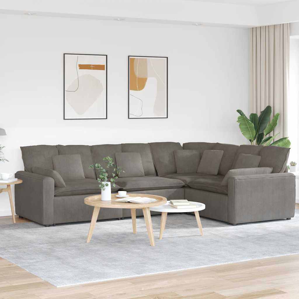 vidaXL Modulares Sofa mit Kissen Cordstoff Hellgrau