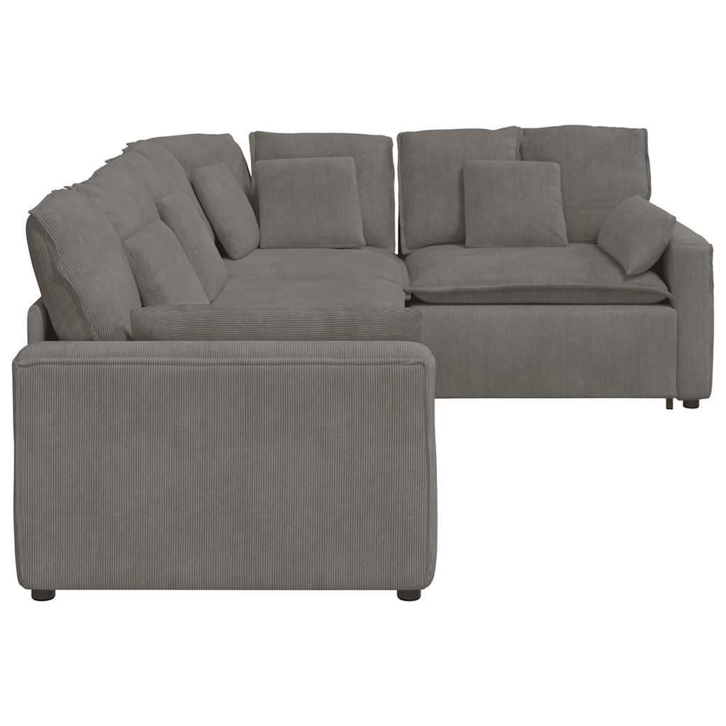 vidaXL Modulares Sofa mit Kissen Cordstoff Hellgrau