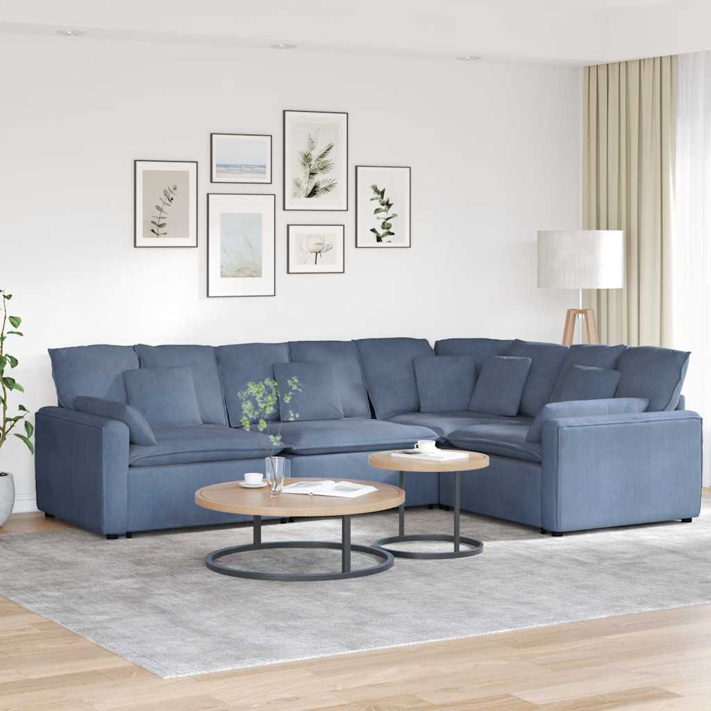 vidaXL Modulares Sofa mit Kissen Cordstoff Hellgrau