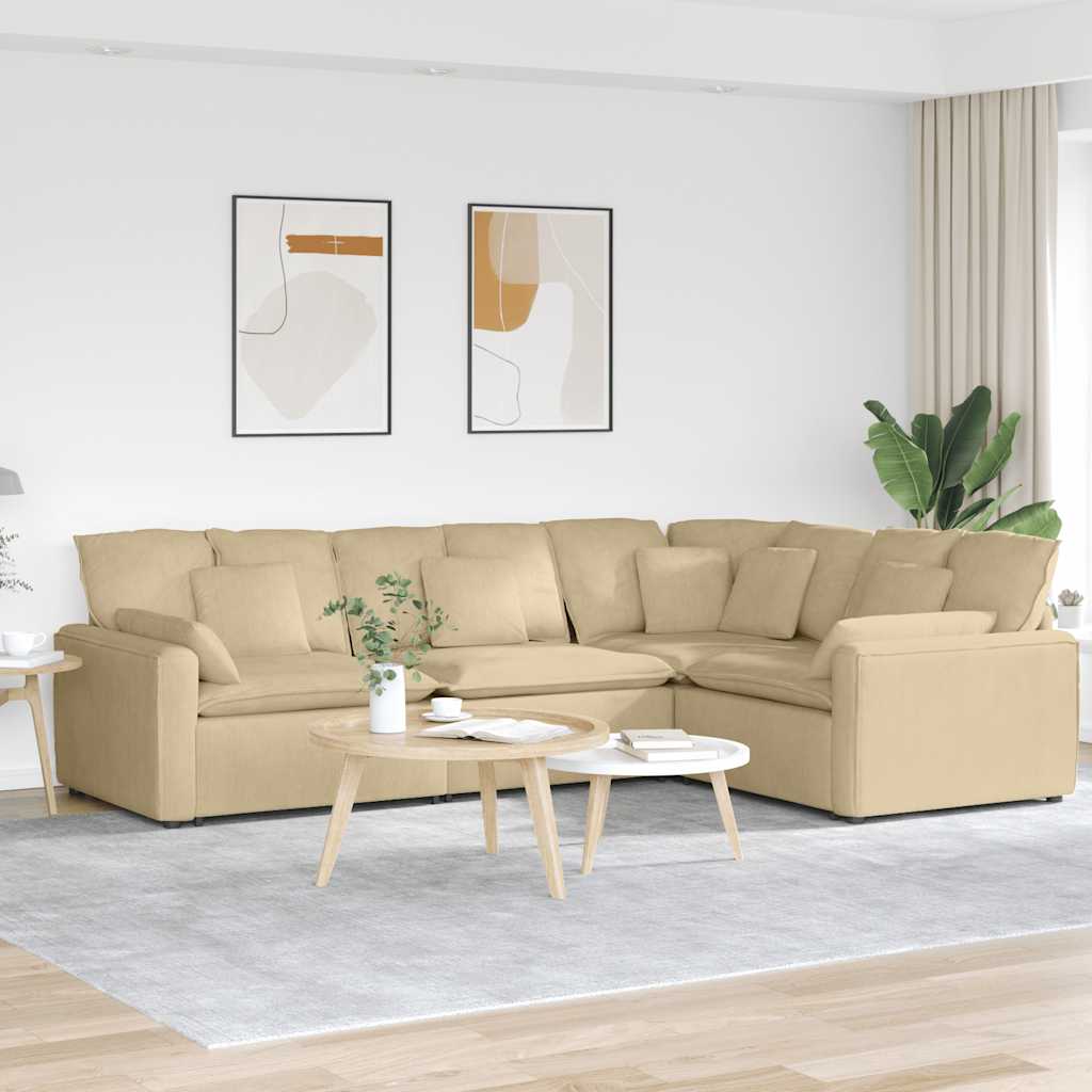 vidaXL Modulares Sofa mit Kissen Cordstoff Hellgrau