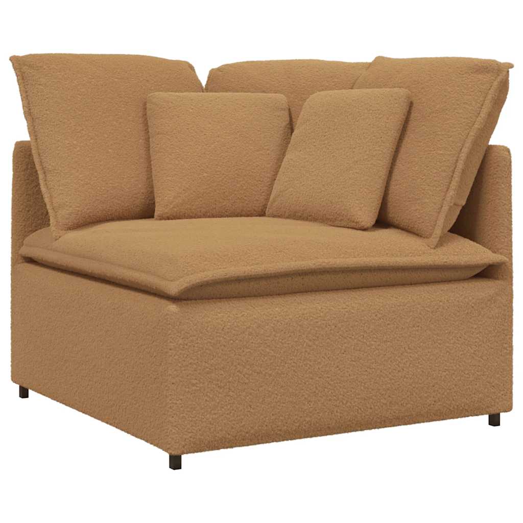 vidaXL Modulares Sofa mit Kissen Stoff in Lammwolloptik Beige