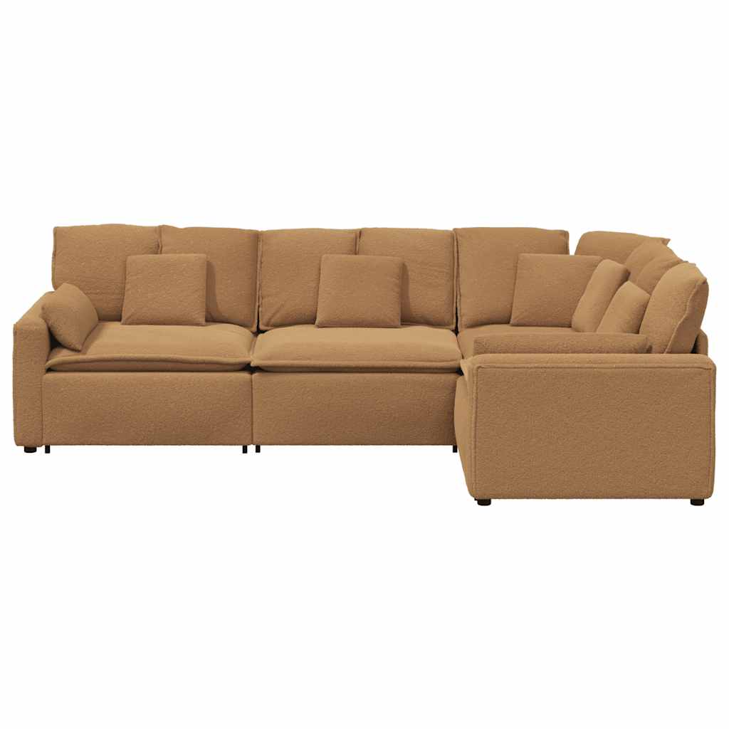 vidaXL Modulares Sofa mit Kissen Stoff in Lammwolloptik Beige