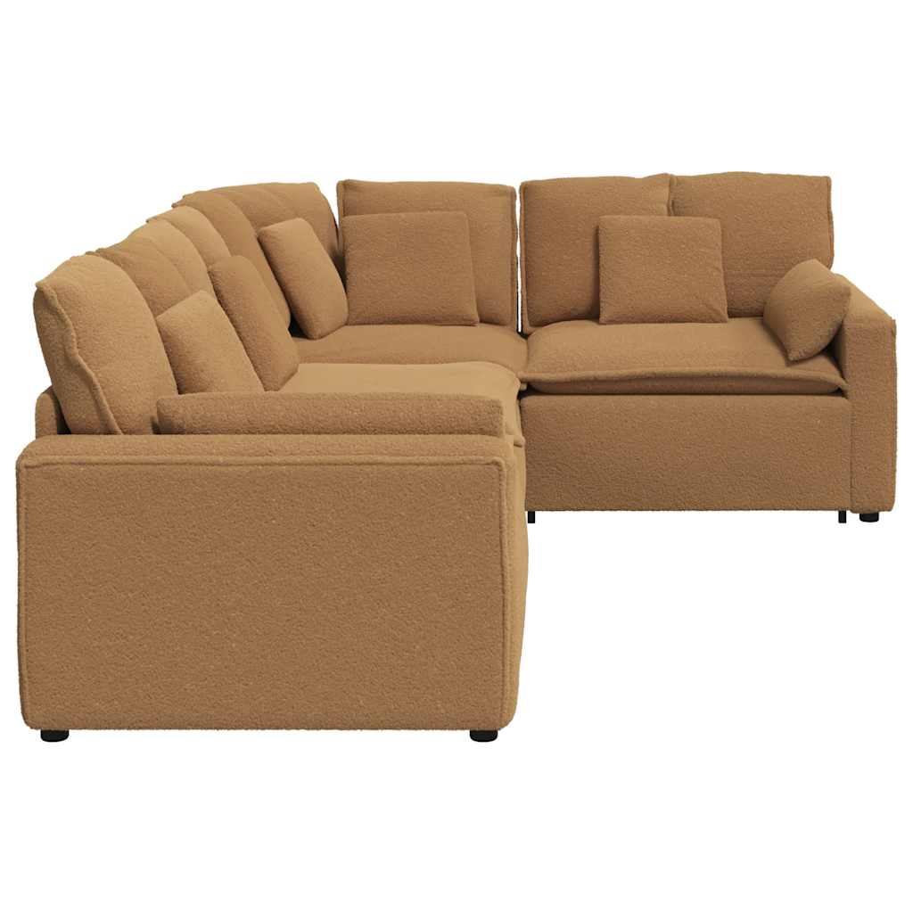 vidaXL Modulares Sofa mit Kissen Stoff in Lammwolloptik Beige
